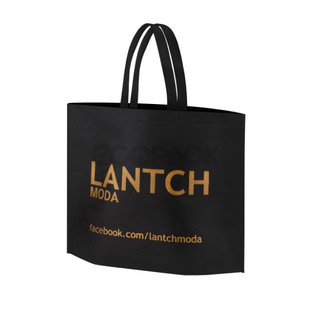 Picture of Flexo Printed Black Non Woven Bag with Bottom Gusset