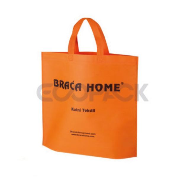 Picture of Flexo Printed Orange Nonwoven Bag with Bottom Gusset