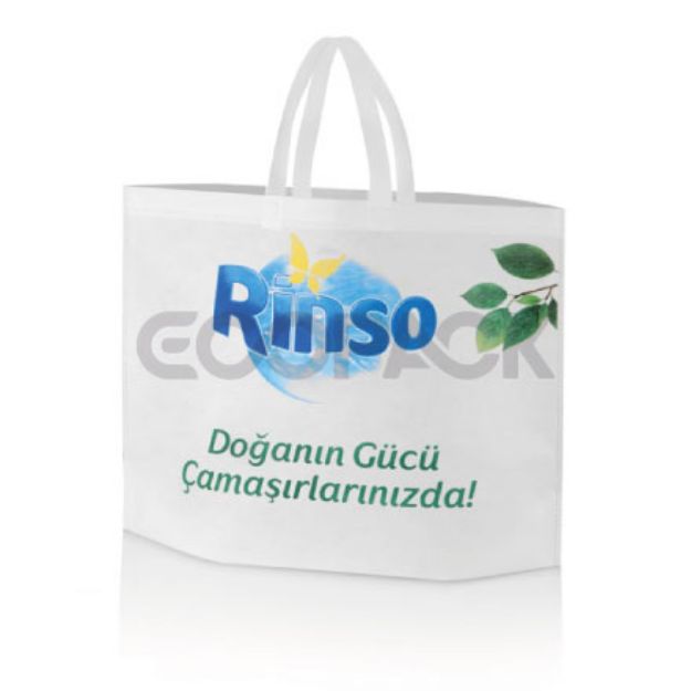 Picture of Flexo Printed White Nonwoven Bag with Bottom Gusset